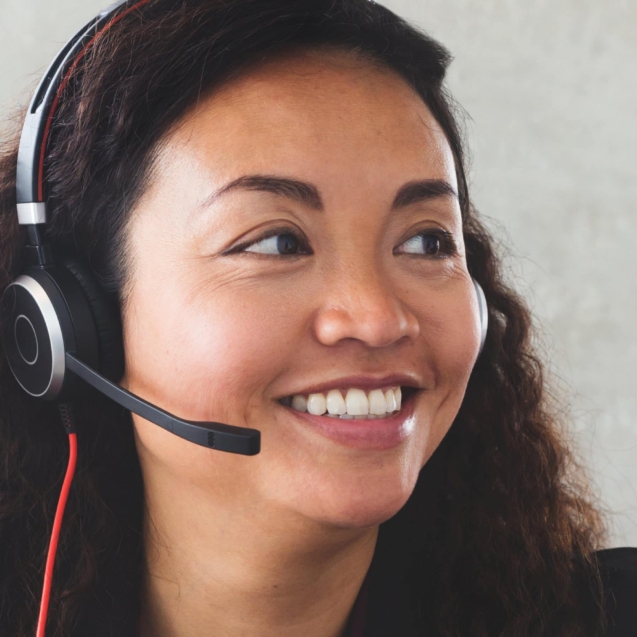 customer service rep on headset L scaled