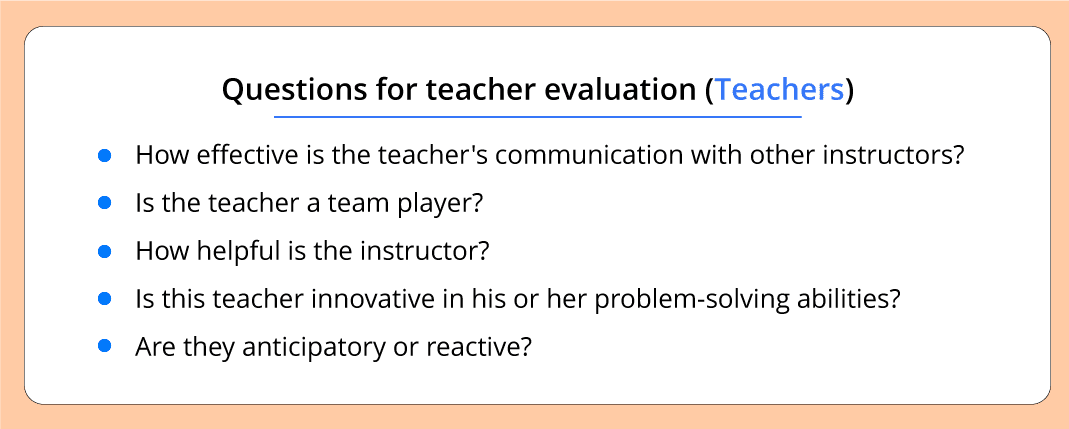 Questions for teacher evaluation survey Education surveys